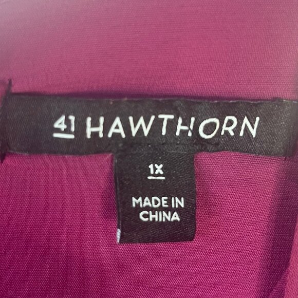 41 Hawthorn Womens Blouse Flare Sleeves Burgundy Floral Size 1X - Picture 7 of 9